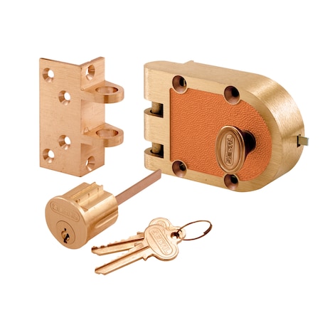 Prime-Line Bronze Deadlock, 666A, Single Cylinder, Angle Strike, Brass (Single Pack) SE 15316